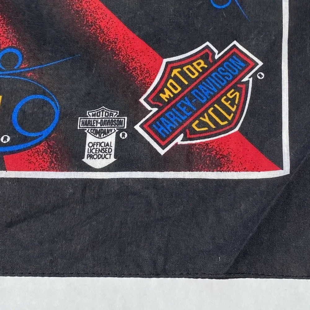 New VTG Harley Davidson Scarf Bandanna Eagle Flag 21
